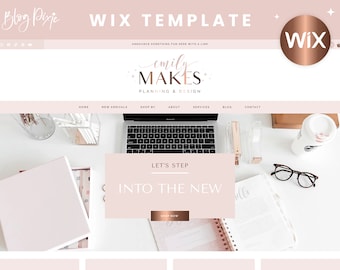 Pink Wix Website Template - Rose Gold Website Design - Pretty Wix Blog Theme - Feminine Pink Wix Template for Store - RG01 - Blog Pixie