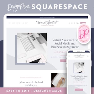 Virtual Assistant Squarespace Website Template - VA Coach Website Design - Social Media Manager - Design Pixie
