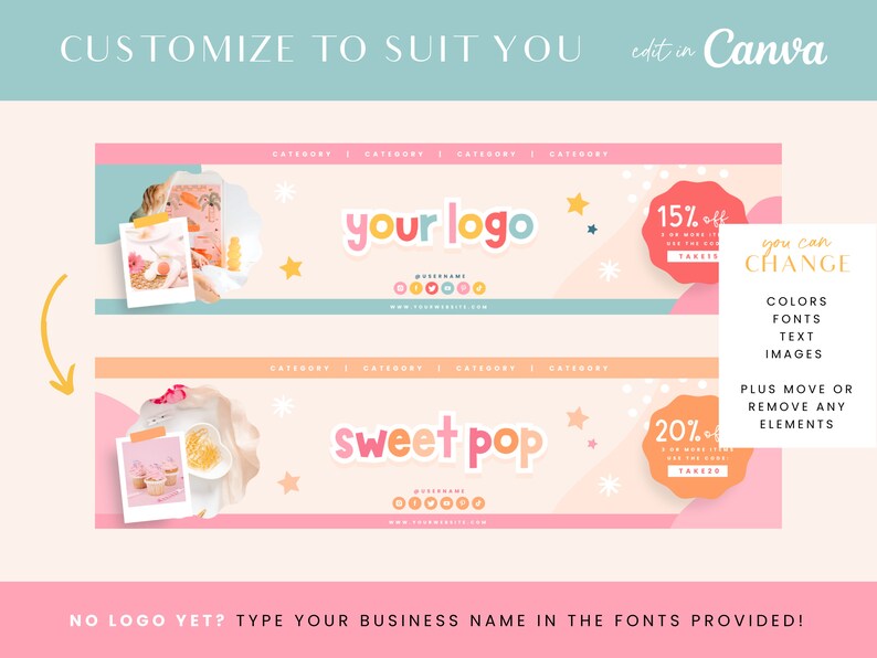 Fun Etsy Banner Templates - Etsy Shop Kit Canva - Etsy Shop Bundle - Etsy Store Listing Design - Etsy Banner Template Set - CC01 Blog Pixie image 5