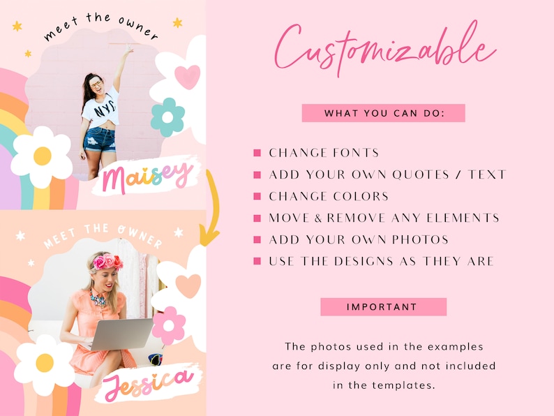 Playful Rainbow Instagram Templates Canva - Positive Quotes for Instagram - Post and Story Ideas - Cute Branding - PF01 Design Pixie image 7