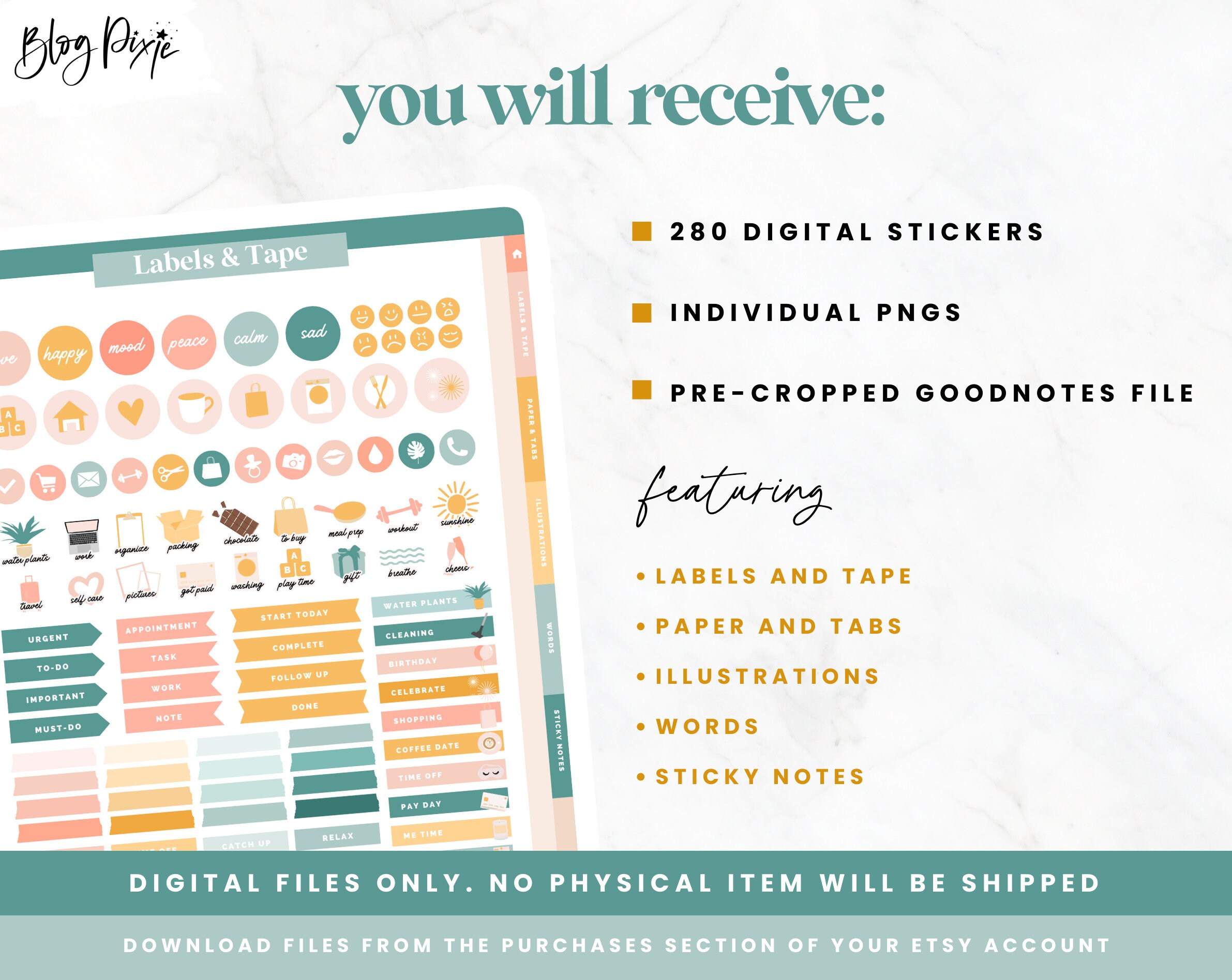 Digital Stickers - Goodnotes Planner Stickers Pack - PNG Stickers ...