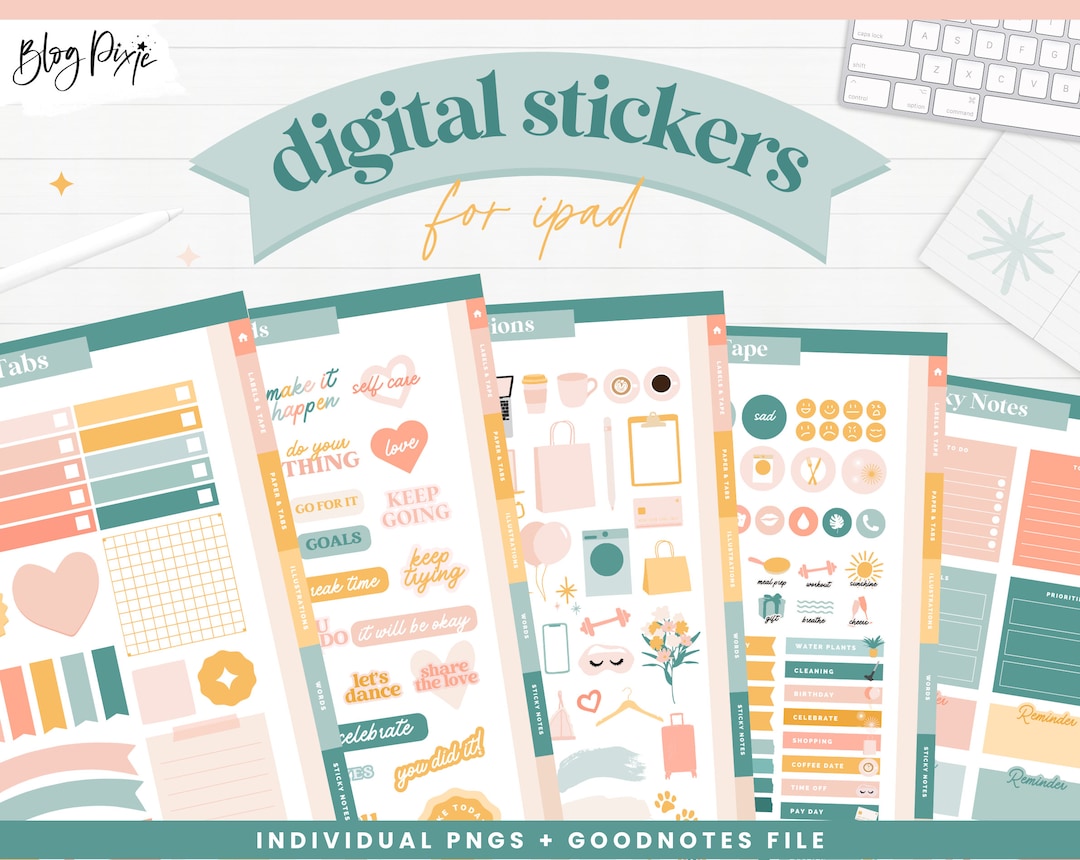 Digital Stickers - Goodnotes Planner Stickers Pack - PNG Stickers ...