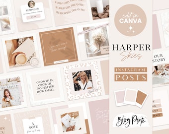 Neutral Instagram Post Templates Canva - Boho Quotes Instagram - Aesthetic Instagram Template - Minimalist Luxe Business - HS01 - Blog Pixie