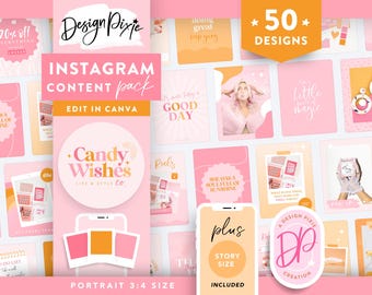 Bright Pink Instagram Templates - Canva Post and Story Ideas - CW01 Design Pixie