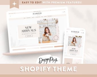 Shopify Theme Template Minimal - Aesthetic Shopify 2.0 - Luxe White Shopify Theme - Beige Boho Website  - Shopify Banners HS01 Design Pixie
