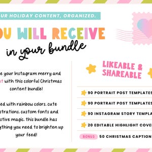 Playful Christmas Instagram Bundle - Pastel Rainbow Canva Templates - Festive Posts, Stories, Highlights - Holiday PF01 CH01 Design Pixie image 2