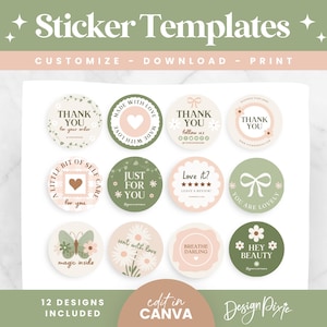 Modelos de adesivos Cottagecore Canva - Modelos de adesivos de agradecimento - Green Cottage Branding - Embalagem para pequenas empresas - CG01 Blog Pixie