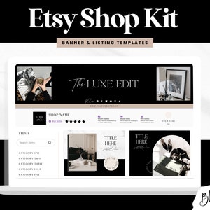 Etsy Shop Branding Kit - Canva Etsy Banner Templates - Etsy Store Listing Templates - Banner Set Modern Luxe - LE01 - Blog Pixie