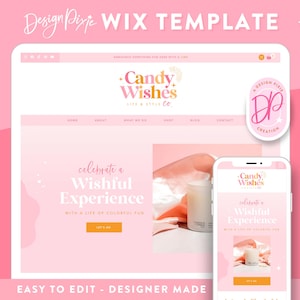 Pink Wix Website Template Pink - Creative Wix Website Design - Wix Web Design for Shop and Blog - Candy Wishes - CW01 - Blog Pixie