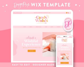 Pink Wix Website Template Pink - Creative Wix Website Design - Wix Web Design for Shop and Blog - Candy Wishes - CW01 - Blog Pixie