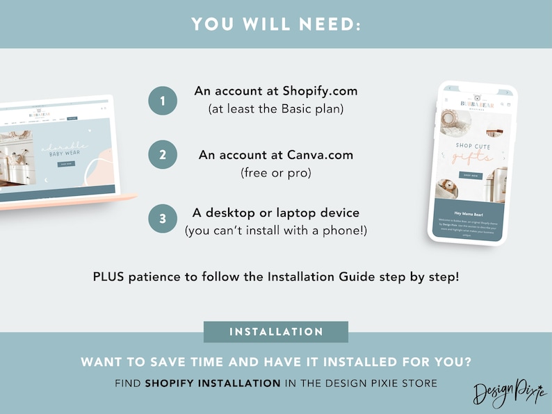 Shopify Theme for Kids Baby Boutique - Shopify Website Template - Blue Canva Banners - Online Boutique - BR01 - Design Pixie image 9