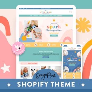 Tema Shopify Little Village - Site de boutique infantil Primary Colors - Loja de brinquedos infantis, sala de aula, loja educacional - LV01 Design Pixie