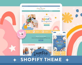 Little Village Shopify Theme - Primary Colors Kids Boutique Website - Childrens Toy Shop, Classroom, Educational Store - LV01 Design Pixie