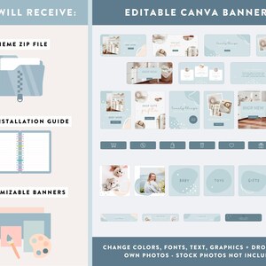 Shopify Theme for Kids Baby Boutique - Shopify Website Template - Blue Canva Banners - Online Boutique - BR01 - Design Pixie image 5