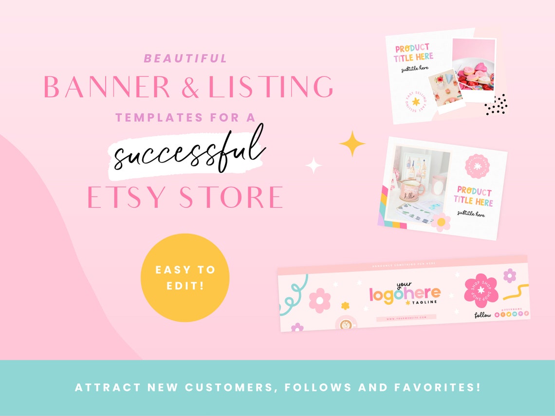 Etsy Shop Bundle Rainbow - Etsy Banner Templates Canva - Etsy Store ...