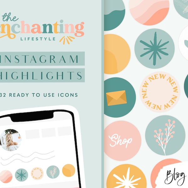 Instagram Highlight Icons Pastel Colorful - Covers for Instagram Stories - Instagram Highlights Colors - Instagram Icons - EN01 - Blog Pixie