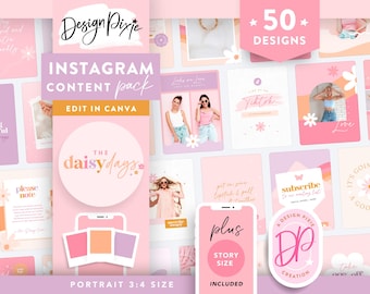 Pretty Pink Instagram Templates Canva - Pastel Purple Sparkle Fashion Instagram - DD01 Design Pixie