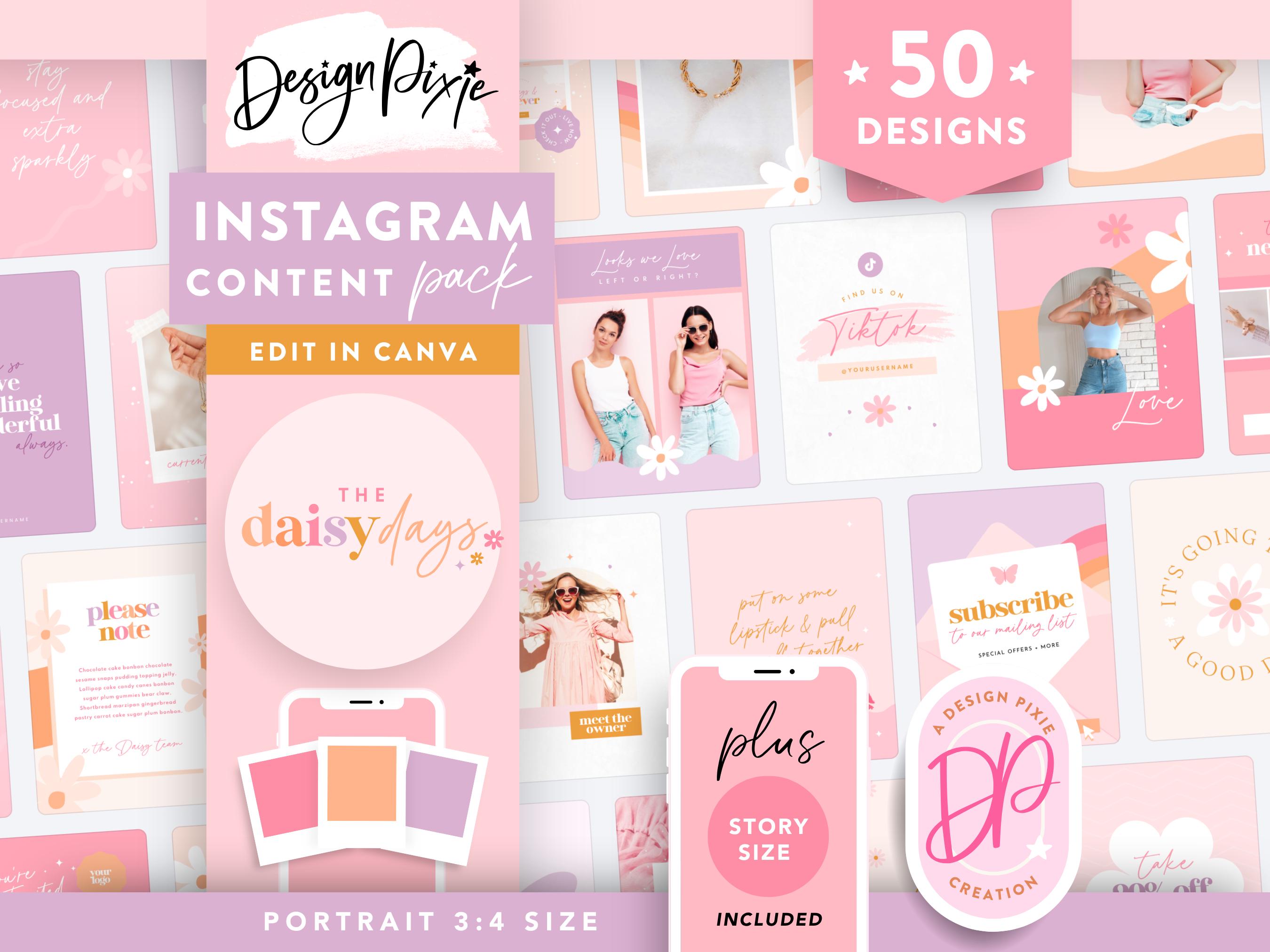 Pretty Pink Instagram Templates Canva - Pastel Purple Sparkle Fashion ...
