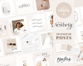 Instagram Post Templates Canva - Quotes for Instagram - Neutral Aesthetic Instagram Template - Minimalist Luxe White - AL01 Blog Pixie