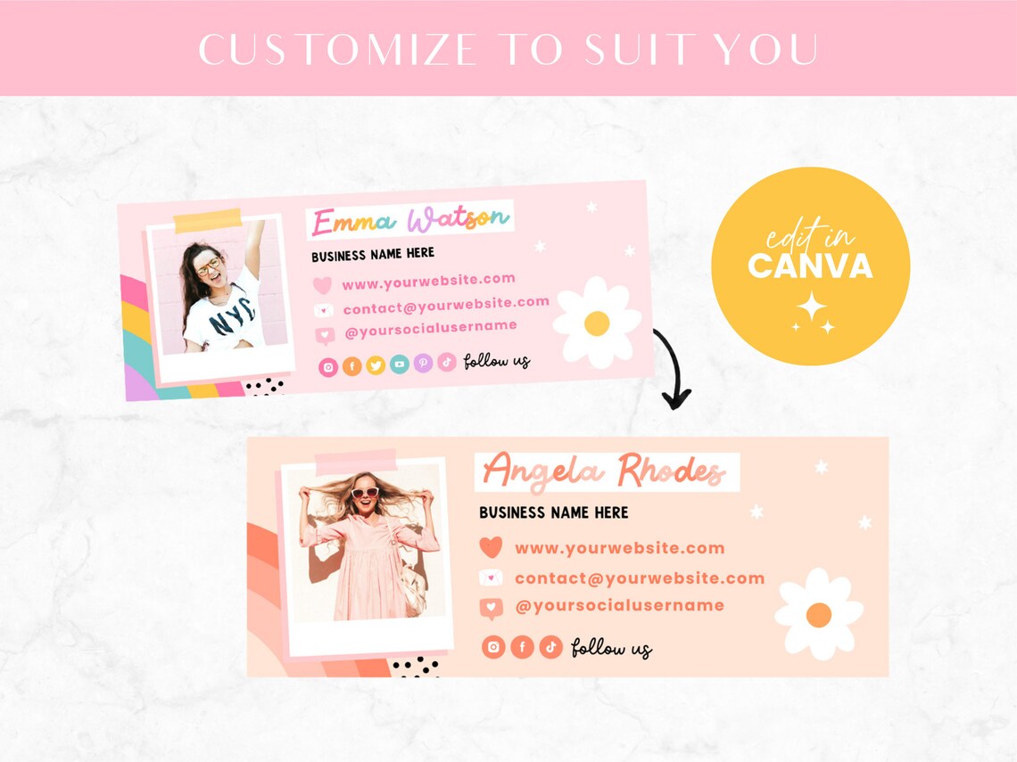 Rainbow Email Signature Template Canva - Small Business Email Design ...