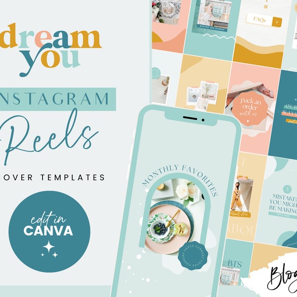 Instagram Reels Canva Templates - Instagram Reel Cover Templates - Instagram Video Ideas Colorful Bright Social - Dream You DY01 Blog Pixie