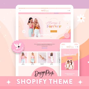 Pink Fashion Shopify Theme - Online Boutique - Shopify Clothing Website - Floral Slideshow Banners - Shopify 2.0 Template DD01 Design Pixie