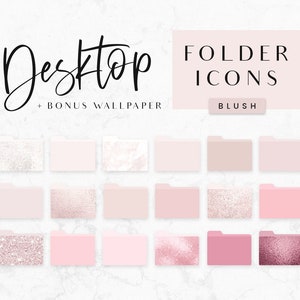 Desktop Folder Icons Blush Pink - Mac Icons - PC Icons - Aesthetic Folders - Macbook Folder Icons - Pink Glitter Folder Icons - Blog Pixie