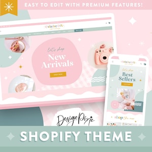 Cute Pastel Shopify Theme Template for a Creative Boutique Website - CD01 - Design Pixie