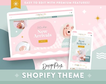 Cute Pastel Shopify Theme Template for a Creative Boutique Website - CD01 - Design Pixie