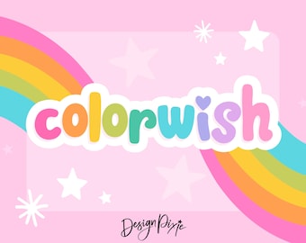 Colorwish Font - Cute Bold Rounded Font with Hearts - Kawaii Bubble Lettering Font for Stickers, Quotes, Products - Design Pixie