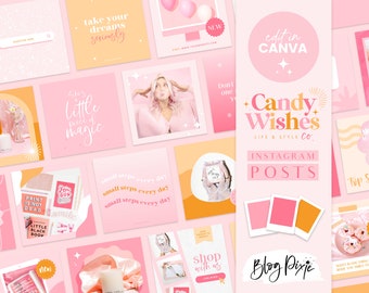 Instagram Post Templates Canva - Bright Colorful Pink Instagram Branding - Instagram Engagement - Creative Coach Instagram - CW01 Blog Pixie