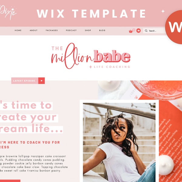 Wix Website Template - Coach Podcast Web Design - Creative Wix Layout - Wix Web Design - Wix Shop - Wix Themes - Ecommerce - MB01 Blog Pixie