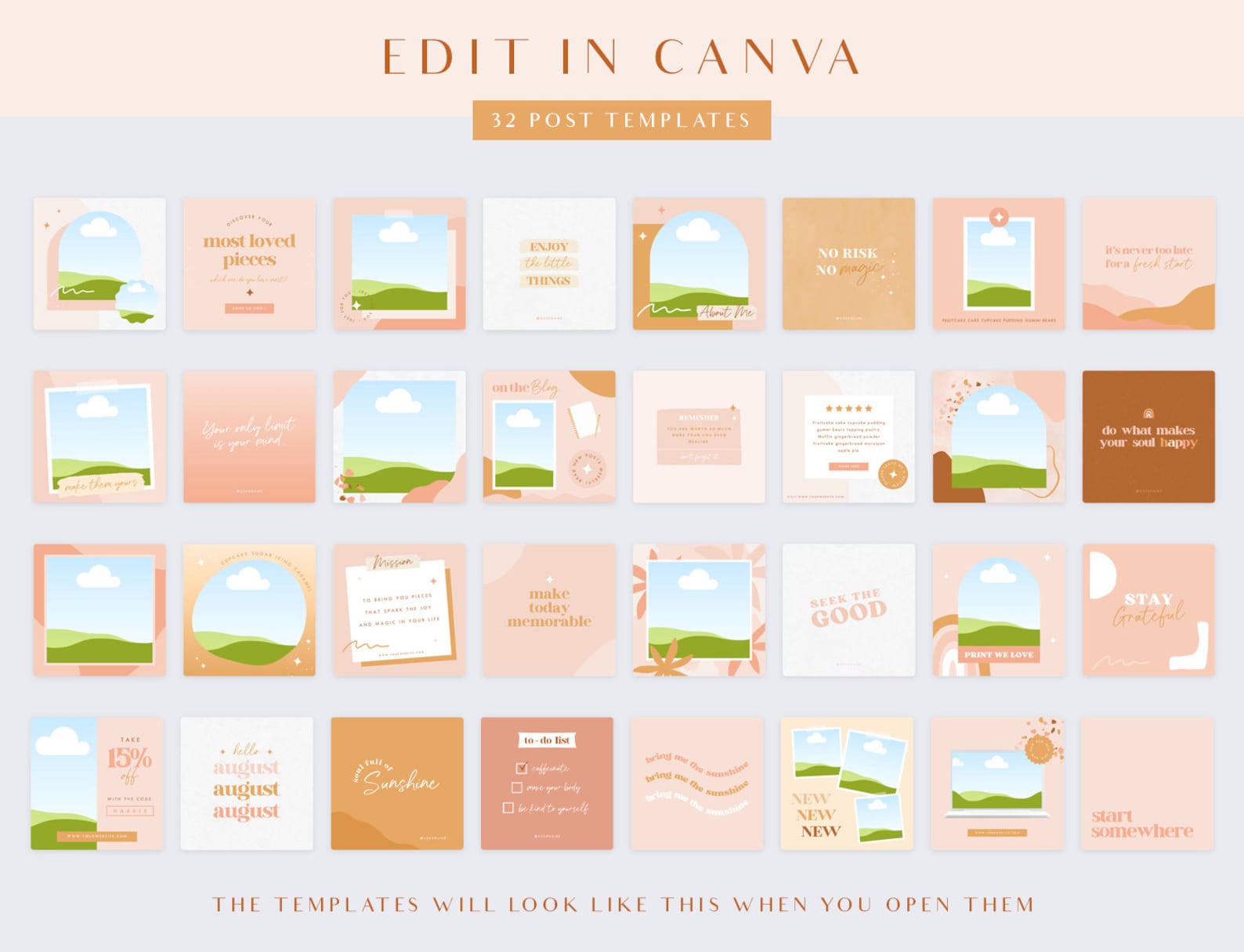 Boho Instagram Post Templates - Canva Templates - Quotes for Instagram ...