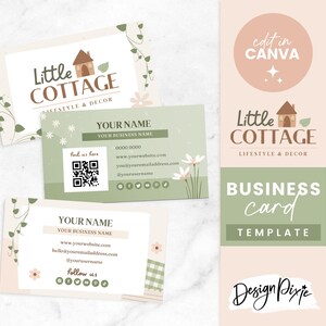 Sjabloon voor visitekaartjes Canva - bewerkbaar ontwerp voor visitekaartjes - Branding voor kleine bedrijven - Cottagecore Aesthetic - CG01 - Blog Pixie