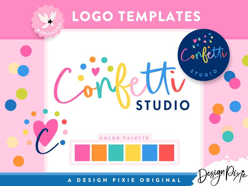 Colorful Logo Template Canva - Bright Rainbow Handwritten Logo Design ...