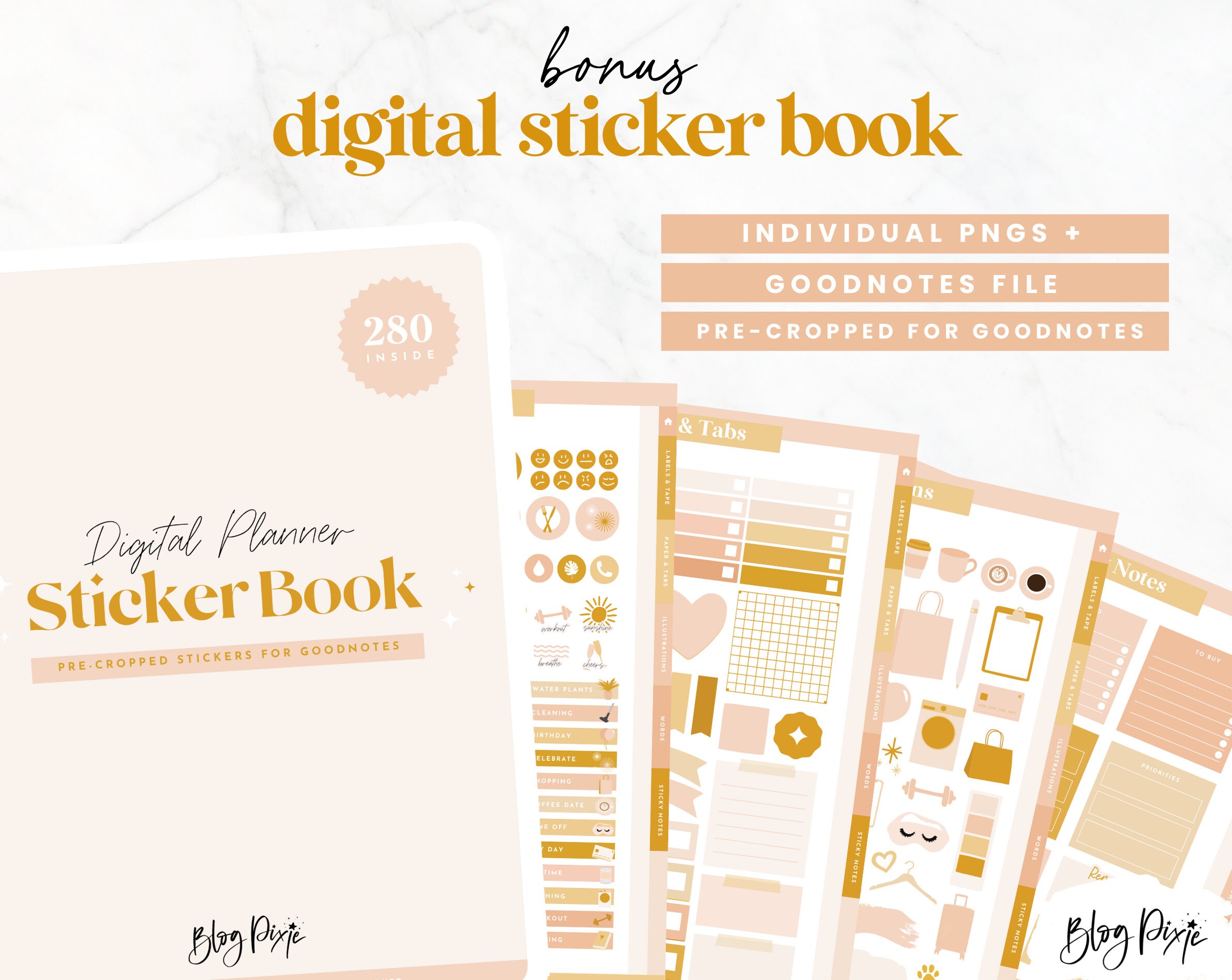 Digital Planner Boho - Goodnotes Undated Planner - Digital Stickers ...