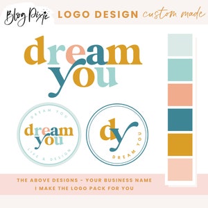 Logo Design - Colorful Logo - Small Business Logo - Bright Modern Logos - Coach Podcast Logo - Branding Kit - Retro Logo - DY01 - Blog Pixie