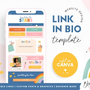 Lehrer Link in Bio Template Canva - Link Website - Instagram Landing Page - Canva Website Template - Regenbogen Bildung - TC01 - Blog Pixie