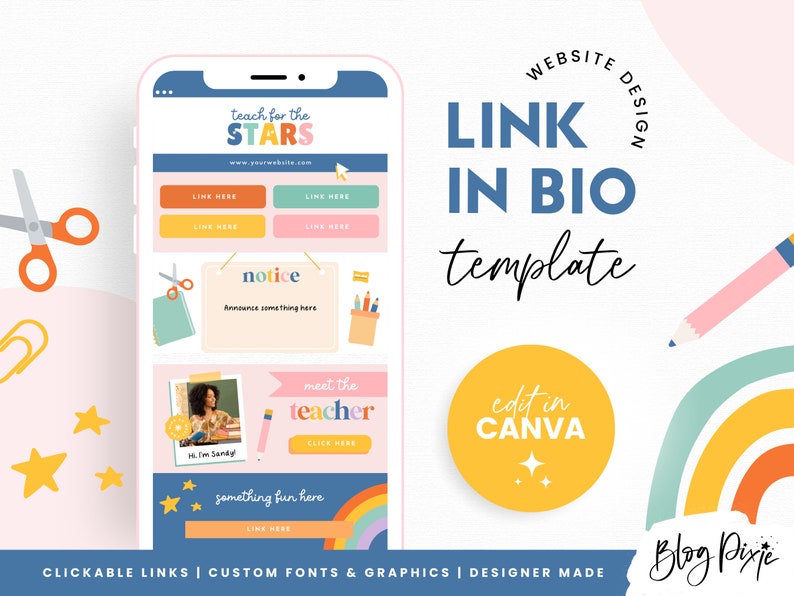 teacher links website template canva