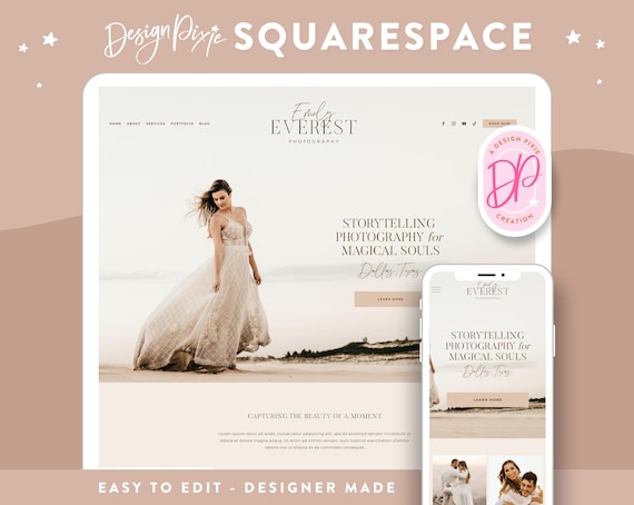 Squarespace Template Photography - Portfolio Web Design - Photographer Squarespace 7.1 Website Template - Boho Website - FA01 - Blog Pixie