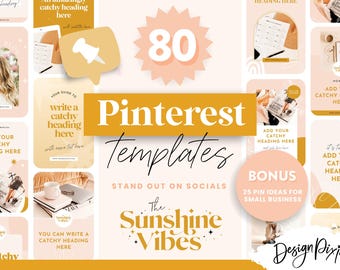 Pinterest Templates for Canva - Boho Pin Template Designs - Blog Post Ideas - Pinterest Group Boards - Sunshine Vibes - SV01 Design Pixie