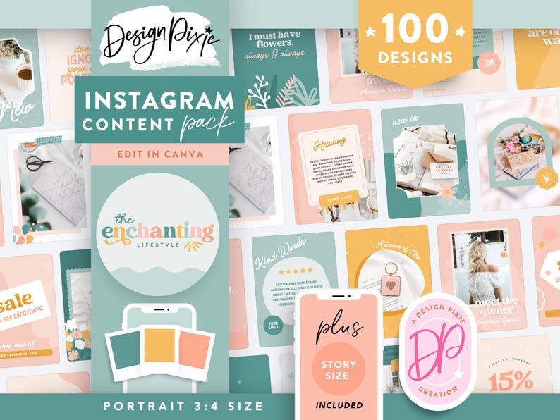 Enchanting Instagram Templates Canva - Creative Instagram Designs for Posts and Stories - EN01 Design Pixie
