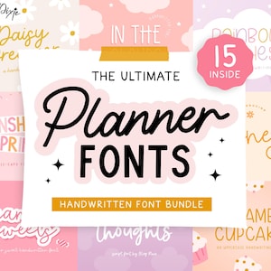 Planner Font Bundle - Handwriting Fonts for Goodnotes - Fonts for Procreate - iPad Font Bundle Cricut - Font Pack Handwritten - Blog Pixie