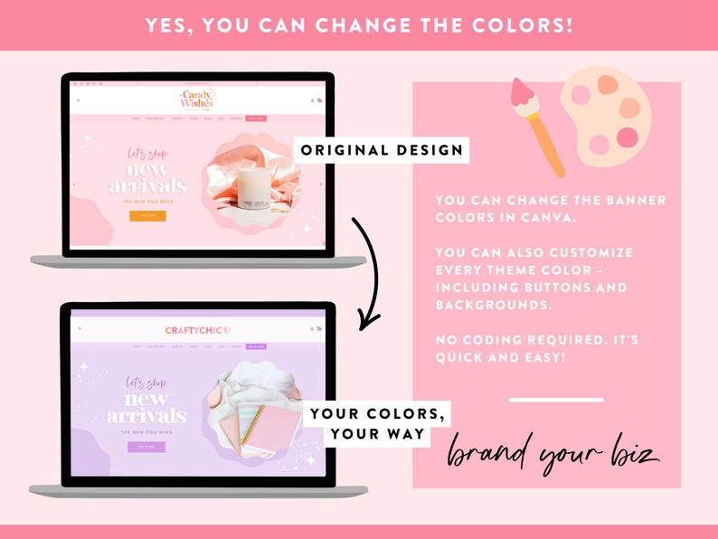 Pink Shopify Theme - Ecommerce Boutique - Pretty Shopify Website Template with Sparkles - Party Candle Shop Branding - CW01 - Design Pixie image 7