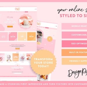Pink Shopify Theme - Ecommerce Boutique - Pretty Shopify Website Template with Sparkles - Party Candle Shop Branding - CW01 - Design Pixie image 2