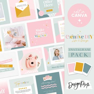 Pastel Rainbow Instagram Post Templates Canva - Pink Instagram Branding - Portrait Instagram Posts - Canva Templates - CD01 - Blog Pixie