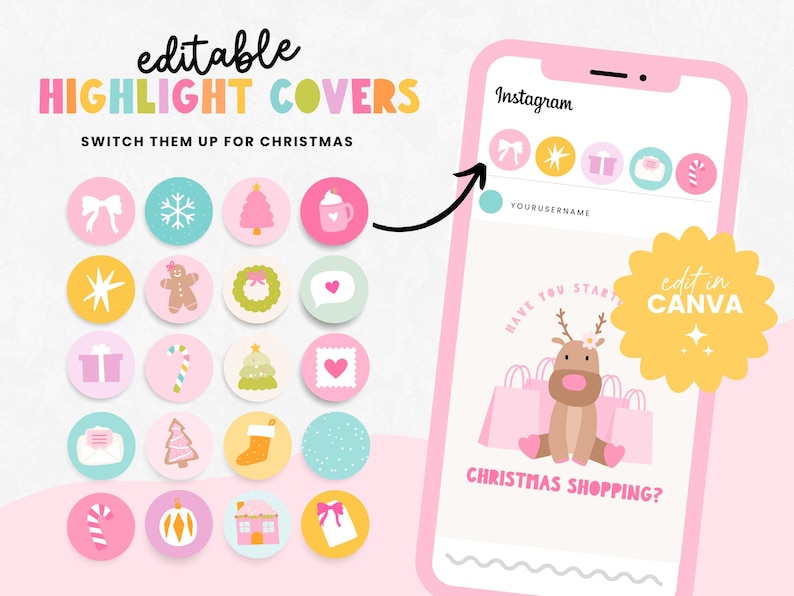 Rainbow Christmas Instagram highlight covers editable