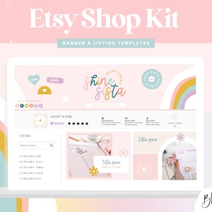 Etsy Shop Banners - Pastel Rainbow Branding - Etsy Store Listing Design - Etsy Seller Success - Colorful Logo Branding Kit - SH01 Blog Pixie