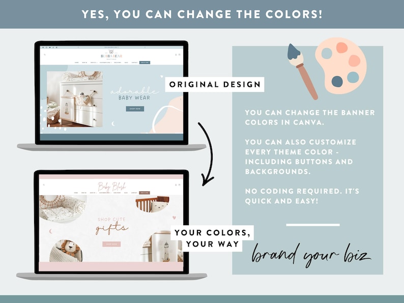 Shopify Theme for Kids Baby Boutique - Shopify Website Template - Blue Canva Banners - Online Boutique - BR01 - Design Pixie image 7