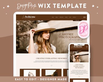 Photography Website Template Wix - Boho Web Design - Photographer Portfolio Gallery - Wedding Photographer - Website Design - Blog Pixie